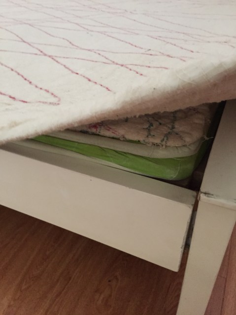 This was the mattress on my bed. The green part is a piece of plywood.