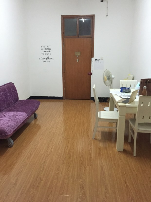 AFTER: More wall stickers, a cross, and a bit of a mess where I've been working on my schedule for next week.