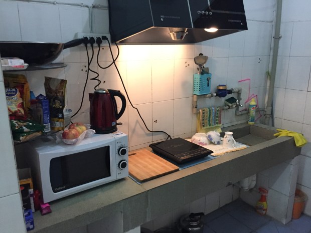 AFTER: The school bought me a new microwave and kettle because my kettle was molded and my microwave was rusted through and they said it could shock you or something.. I'm not sure, but I'm thankful for my new things and my little corner of snacks!